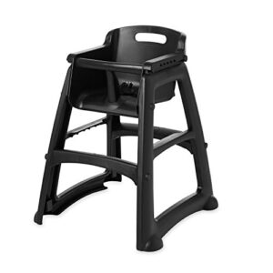 Rubbermaid Commercial Products Sturdy High-Chair, Up to 33lb Weight, Unassembled, Stackable, Black, Fits Under Table for Child/Baby/Toddler