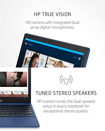 HP Chromebook 11-inch Laptop - MediaTek - MT8183 - 4 GB RAM - 32 GB eMMC Storage - 11.6-inch HD IPS Touchscreen - with Chrome OS™ - (11a-na0060nr, 2020 model, Indigo Blue)