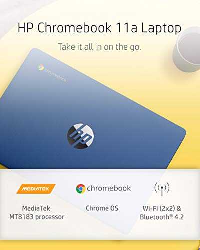 HP Chromebook 11-inch Laptop - MediaTek - MT8183 - 4 GB RAM - 32 GB eMMC Storage - 11.6-inch HD IPS Touchscreen - with Chrome OS™ - (11a-na0060nr, 2020 model, Indigo Blue)