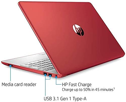 HP 2021 15.6" HD WLED Laptop, Intel Pentium Gold 6405U Dual-Core Processor, 4GB RAM, 128GB SSD, HDMI, Webcam, Intel UHD Graphics 605, Bluetooth, Wi-Fi, Windows 10 S, Red , with SKYPC 2Weeks Support