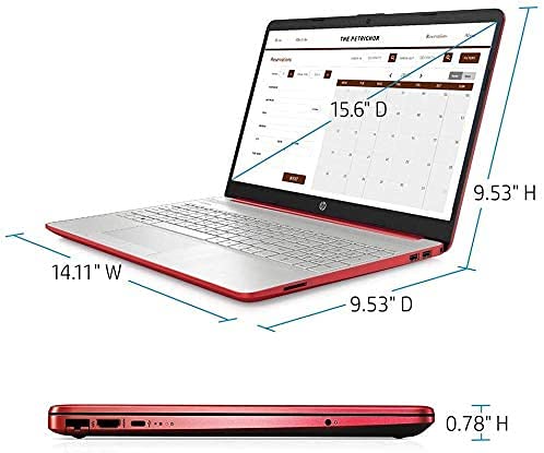 HP 2021 15.6" HD WLED Laptop, Intel Pentium Gold 6405U Dual-Core Processor, 4GB RAM, 128GB SSD, HDMI, Webcam, Intel UHD Graphics 605, Bluetooth, Wi-Fi, Windows 10 S, Red , with SKYPC 2Weeks Support