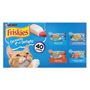 purina friskies wet cat food variety pack, oceans of delight flaked & prime filets – (40) 5.5 oz. cans