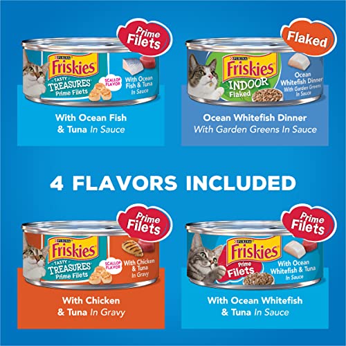 Purina Friskies Wet Cat Food Variety Pack, Oceans of Delight Flaked & Prime Filets - (40) 5.5 oz. Cans