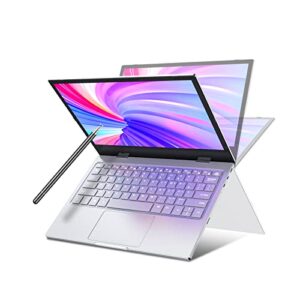 toposh 2 in 1 laptop, windows 10 home tablet,ram 8gb rom 256gb ssd,11.6inch touch screen,processor celeron n4120, metal body, wifi and bluetooth- silver