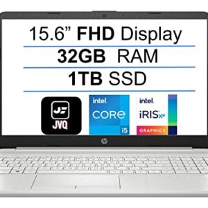 2022 Newest HP 15.6" FHD 1080P IPS Display Laptop Computer, 11th Gen Intel Quad-Core i5-1135G7(Up to 4.2GHz), 32GB RAM, 1TB SSD, Webcam, Bluetooth, Wi-Fi, HDMI, Finger Print Reader, Win 10S, Silver