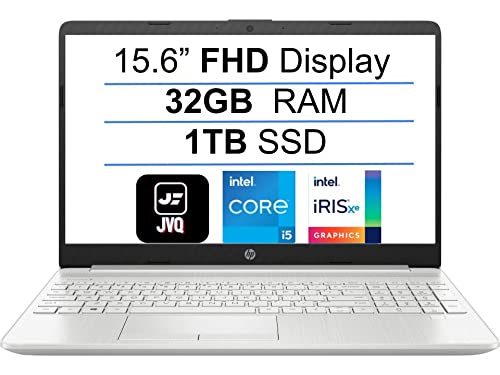 2022 Newest HP 15.6" FHD 1080P IPS Display Laptop Computer, 11th Gen Intel Quad-Core i5-1135G7(Up to 4.2GHz), 32GB RAM, 1TB SSD, Webcam, Bluetooth, Wi-Fi, HDMI, Finger Print Reader, Win 10S, Silver