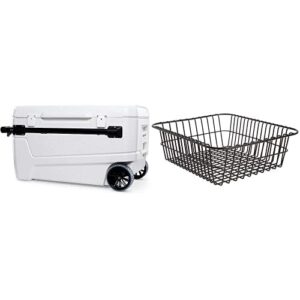 igloo 110 qt glide pro portable large ice chest wheeled cooler & wire basket for 90 qt rotomold coolers, black (20166)