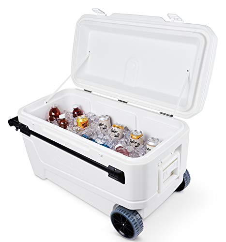 Igloo 110 Qt Glide Pro Portable Large Ice Chest Wheeled Cooler & Wire Basket for 90 Qt Rotomold Coolers, Black (20166)