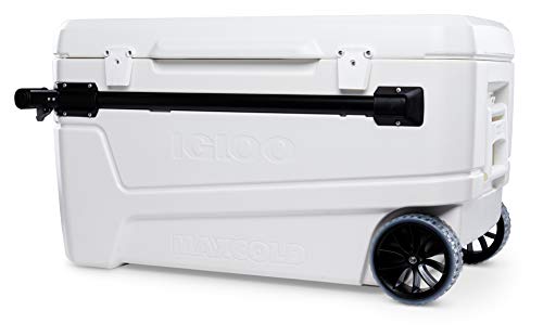 Igloo 110 Qt Glide Pro Portable Large Ice Chest Wheeled Cooler & Wire Basket for 90 Qt Rotomold Coolers, Black (20166)