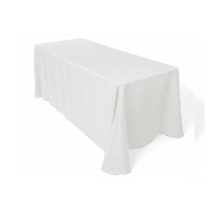 new creations fabric & foam inc, 90″ wide x 108″ long rectangular seamless polyester poplin tablecloth with rounded corners, white