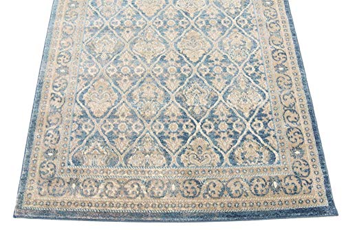 Unique Loom Salzburg Collection Classic Traditional Medallion Design Oriental Inspired with Intricate Border Area Rug, 4 ft, Navy Blue/Light Brown
