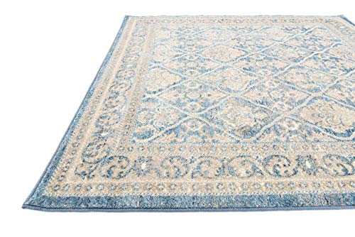 Unique Loom Salzburg Collection Classic Traditional Medallion Design Oriental Inspired with Intricate Border Area Rug, 4 ft, Navy Blue/Light Brown