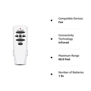 Ceiling Fan Remote Control Replacement for Hampton Bay Hunter UC7078T CHQ7078T CHQ8BT7078T L3H2003FANHD Fan-HD Fan-HD6 RR7078TR, with Reverse