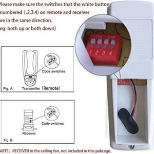 Ceiling Fan Remote Control Replacement for Hampton Bay Hunter UC7078T CHQ7078T CHQ8BT7078T L3H2003FANHD Fan-HD Fan-HD6 RR7078TR, with Reverse