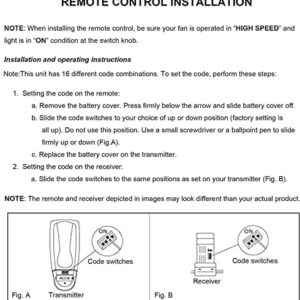 Ceiling Fan Remote Control Replacement for Hampton Bay Hunter UC7078T CHQ7078T CHQ8BT7078T L3H2003FANHD Fan-HD Fan-HD6 RR7078TR, with Reverse