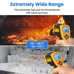 Etekcity Lasergrip 800 Temperature Gun-58℉ to 1382℉ with 16:1 DTS Ratio, High Laser Temp IR Tool for Cooking, Grill, Pizza Oven, Griddle, Engine, HVAC, Not for Human, Yellow
