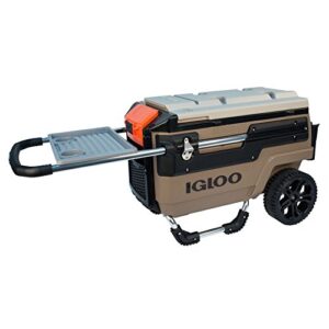igloo 70 qt premium trailmate wheeled rolling cooler, brown