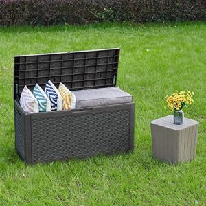 YITAHOME 100 Gallon Large Resin Deck Box Outdoor Storage Boxes for Patio Furniture, Outdoor Cushions, Garden Tools and Pool Supplies-Waterproof,Lockable (Dark grey)