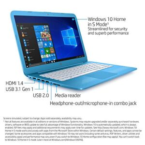 HP Stream 14-inch Laptop, Intel Celeron N3060 Processor, 4 GB SDRAM Memory, 32 GB eMMC storage, Windows 10 Home in S Mode with Office 365 Personal for one year (14-cb010nr, Aqua Blue)