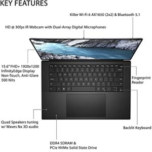 2021 Newest Dell XPS 15 9510 Laptop, 15.6" FHD+ 500 Nits Display, Intel i9-11900H, RTX 3050Ti, 64GB RAM, 2TB SSD, IR Webcam, Backlit Keyboard, Fingerprint Reader, WiFi 6, Thunderbolt 4, Win 10 Home