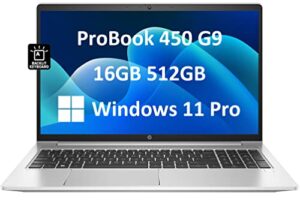 hp probook 450 g9 15.6″ fhd business laptop (12th gen intel 10-core i5-1235u, 16gb ram, 512gb pcie ssd) backlit kb, webcam, type-c, rj-45, hdmi, wi-fi 6, wolf pro security edition, win 11 pro – 2023