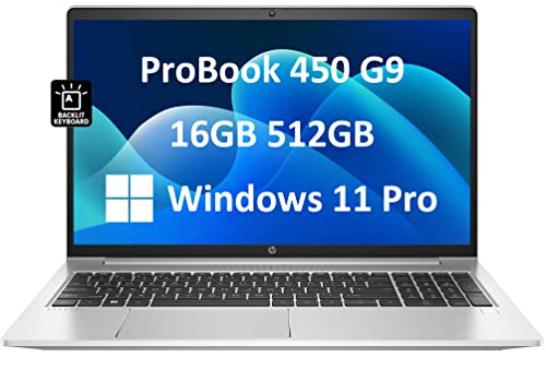 HP ProBook 450 G9 15.6" FHD Business Laptop (12th Gen Intel 10-Core i5-1235U, 16GB RAM, 512GB PCIe SSD) Backlit KB, Webcam, Type-C, RJ-45, HDMI, Wi-Fi 6, Wolf Pro Security Edition, Win 11 Pro - 2023