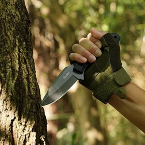 GVDV Full Tang Fixed Blade Knife with Sheath, 3.9-inch Blade Hunting Knife with TPE Handle, Tactical Knife for Camping Hiking Fishing Survival, Christmas Gifts for Men Dad Husband, Black