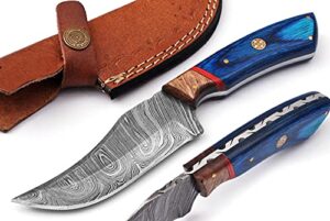 damascus knives custom handmade hunting knife- best damascus steel blade skinning knife- fixed blade hunting knife with sheath belt loop