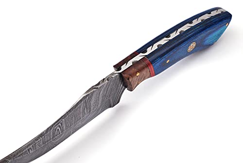 Damascus Knives Custom Handmade Hunting Knife- Best Damascus Steel Blade Skinning Knife- Fixed Blade Hunting Knife With Sheath Belt Loop