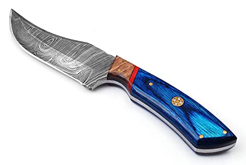 Damascus Knives Custom Handmade Hunting Knife- Best Damascus Steel Blade Skinning Knife- Fixed Blade Hunting Knife With Sheath Belt Loop