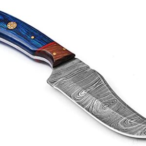 Damascus Knives Custom Handmade Hunting Knife- Best Damascus Steel Blade Skinning Knife- Fixed Blade Hunting Knife With Sheath Belt Loop