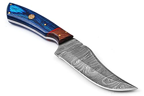 Damascus Knives Custom Handmade Hunting Knife- Best Damascus Steel Blade Skinning Knife- Fixed Blade Hunting Knife With Sheath Belt Loop