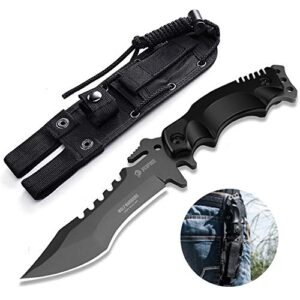 nedfoss 9.25″ fixed blade hunting knife bushcraft knife, 440 stainless steel full tang survival knife w/g10 handle and sheath for outdoor camping, fishing (gray wolf)