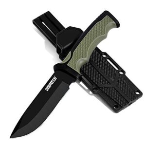 Dispatch Tactical Fixed Blade Knife Bushcraft Survival Hunting Tool, Non-slip Stylish Handle, with Practical Sheath, for Camping, Hunting, Adventure, 9'' Closed