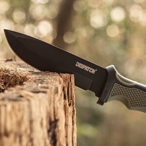 Dispatch Tactical Fixed Blade Knife Bushcraft Survival Hunting Tool, Non-slip Stylish Handle, with Practical Sheath, for Camping, Hunting, Adventure, 9'' Closed