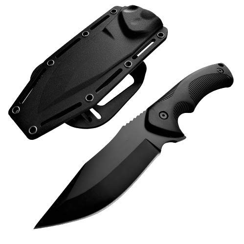 KCCEDGE Tactical Knife Hunting Knife Survival Knife 9" Full Tang Fixed Blade Knives Camping Accessories Camping Gear Survival Kit Survival Gear and Equipment Tactical Gear 80213 (Black)