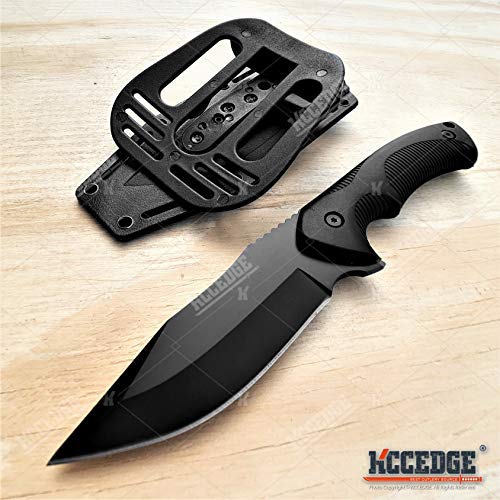 KCCEDGE Tactical Knife Hunting Knife Survival Knife 9" Full Tang Fixed Blade Knives Camping Accessories Camping Gear Survival Kit Survival Gear and Equipment Tactical Gear 80213 (Black)