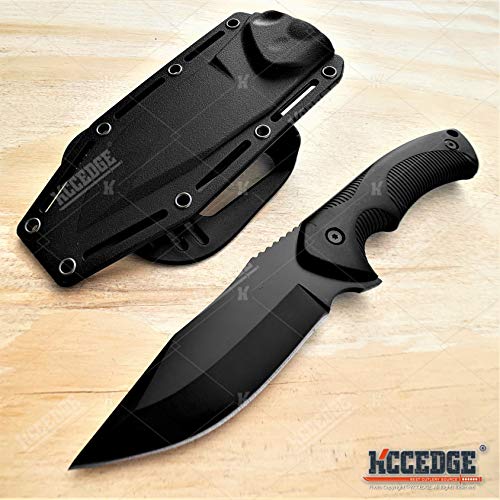 KCCEDGE Tactical Knife Hunting Knife Survival Knife 9" Full Tang Fixed Blade Knives Camping Accessories Camping Gear Survival Kit Survival Gear and Equipment Tactical Gear 80213 (Black)