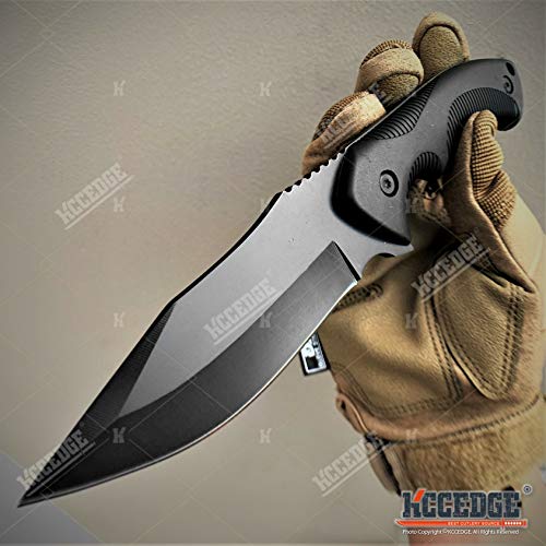 KCCEDGE Tactical Knife Hunting Knife Survival Knife 9" Full Tang Fixed Blade Knives Camping Accessories Camping Gear Survival Kit Survival Gear and Equipment Tactical Gear 80213 (Black)