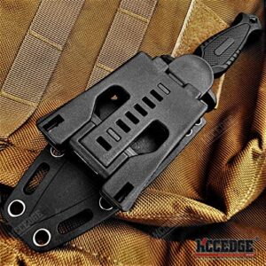 Hunting Knife Tactical Knife Survival Knife 9" Fixed Blade Knife w/ Molle Compatible Pressure Retention Sheath Camping Accessories Survival Kit Survival Gear Tactical Gear 79897 (Black Stonewash)