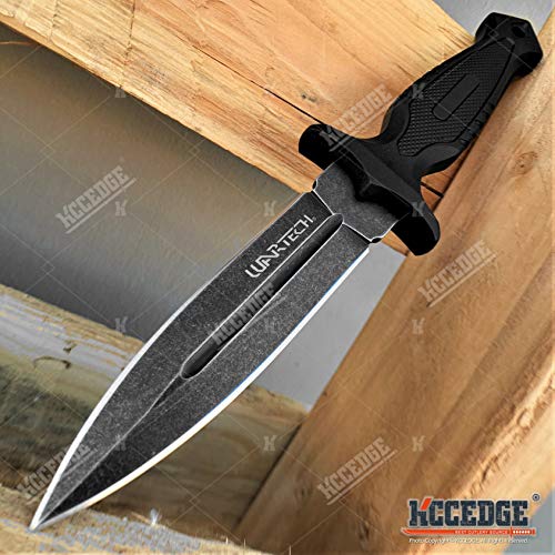 Hunting Knife Tactical Knife Survival Knife 9" Fixed Blade Knife w/ Molle Compatible Pressure Retention Sheath Camping Accessories Survival Kit Survival Gear Tactical Gear 79897 (Black Stonewash)