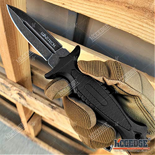 Hunting Knife Tactical Knife Survival Knife 9" Fixed Blade Knife w/ Molle Compatible Pressure Retention Sheath Camping Accessories Survival Kit Survival Gear Tactical Gear 79897 (Black Stonewash)