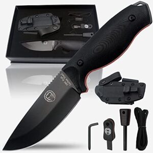 bushcraft survival knife | full tang fixed blade outdoor camping hunting knife in sheath gift for him | 1095 high carbon steel knife fire starter scraper & paracord | bushcraft survival knife gift