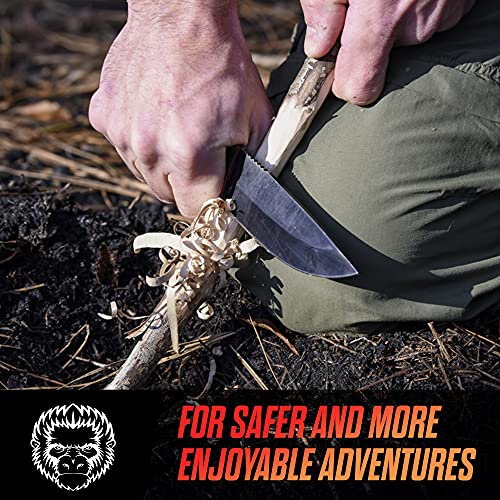 Bushcraft Survival Knife | Full Tang Fixed Blade Outdoor Camping Hunting Knife In Sheath Gift For Him | 1095 High Carbon Steel Knife Fire Starter Scraper & Paracord | Bushcraft Survival Knife Gift