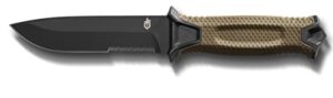 gerber strongarm fixed blade knife with serrated edge – coyote brown