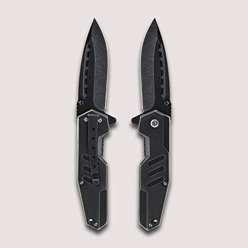 Lichamp Folding Pocket Knife Set for Men, 2-Pack Flip Knife Sharp Pocket Tactical Knife with Clip for Camping, Hunting, Hiking, Fishing, Indoor and Outdoor Activities