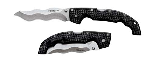 Cold Steel Voyager Series Folding Knife with Tri-Ad Lock and Pocket Clip, Kris, XL