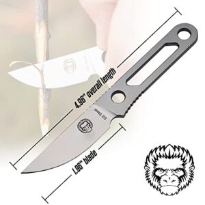 Neck Knife | Fixed Blade Utility Knife D2 W Sheath | Belt Clip Bushcraft Outdoor Knife |Full Tang Tactical Survival Knife Kit (Silver)