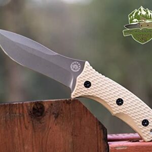 Off-Grid Knives - Backcountry Coyote V2 Fixed Blade - Cryo D2 Steel Knife with Graywash Finish, Full Tang, Coyote Tan G10 Scales, Kydex Sheath, Bushcraft, Hunting, Survival, Camping, Tactical Use