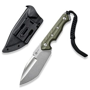 civivi maxwell fixed blade knife, 4.74″ d2 steel blade g10 handle, maciej torbé utility knife with a black kydex sheath and a paracord lanyard for camping hiking hunting c21040-2